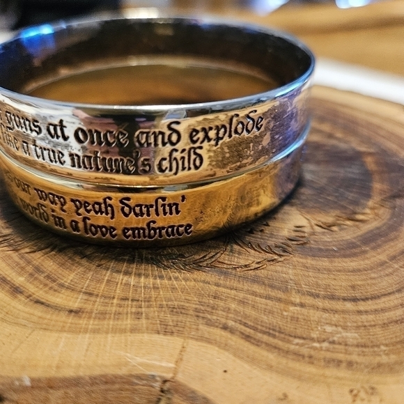 Song Lyrics Bracelets Two Stamped Metal Bangles Born To Be Wild - Picture 7 of 13